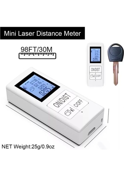 Mini Dijital Lazer Mesafe Ölçer Şarj Edilebilir Ölçüm 98 FT/30M Ev Kullanımı Ölçüm Aracı 0,03-30M Mesafe Ölçer (Yurt Dışından)