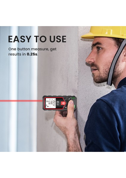 Mıleseey K1 Lazer Mesafe Ölçer 50M/70M/100M/120M Inşaat ve Tadilat Için Çift Kabarcıklı Lazer Şerit Metre (Yurt Dışından)