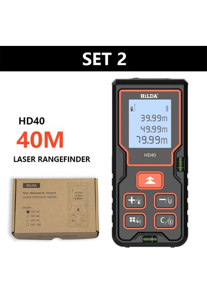 Hılda Lazer Telemetre Mesafe Ölçer 40M 60M 80M 100M Telemetre Lazer Bant Mesafe Bulucu Binası Лазерный Дальномер (Yurt Dışından)