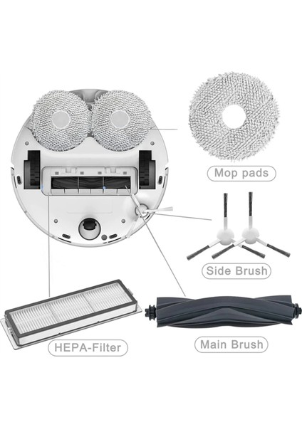 X10+ Elektrikli Süpürge Ana Yan Fırça Hepa Filtreler Paspas Bezi (Yurt Dışından)