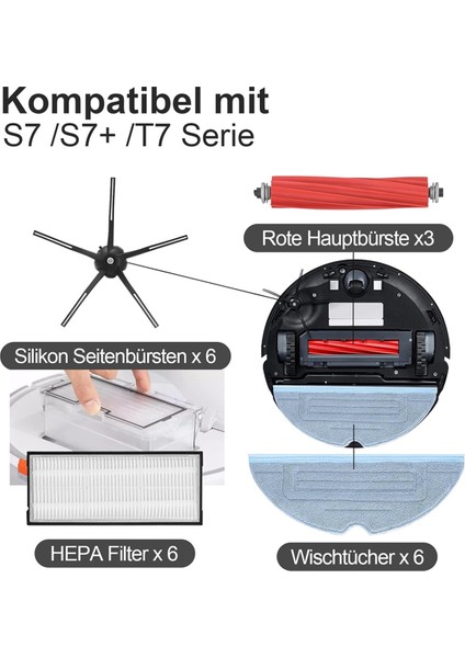 S7 S7 Plus Ana Yan Fırça Filtre Paspas Bezi Toz Torbaları (Yurt Dışından)