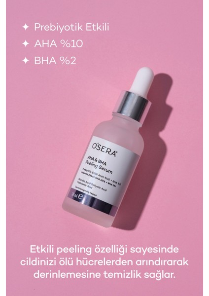 Aha & Bha Prebiyotik Etkili Peeling Cilt Serumu 30 ml (Aha 10% + Bha 2%)