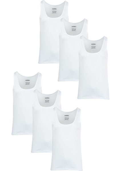 6'lı Erkek Beyaz Pamuk Penye Atlet