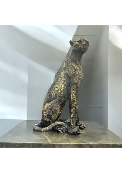 Dekoratif Leopar Heykeli Polyester Biblo