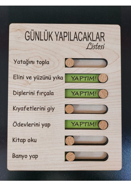 Ahşap Günlük Yapılacaklar Çizelgesi Çocuklar Için
