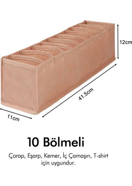 10 bölmeli dolap çekmece ıçi akordiyon tipi katlanır çamaşır düzenleyici organizer