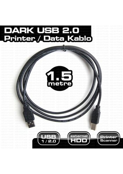 1.5m USB 2.0 Printer Kablosu (USB B Tipi) (DK-CB-USB2PRNL150)