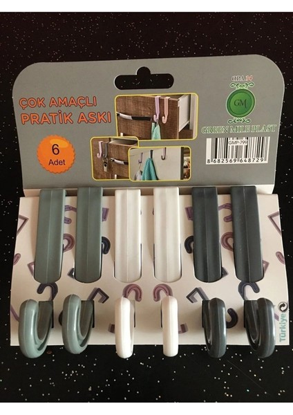 6'lı Çok Amaçlı Pratik Askı Sert Plastik-GMP-799-OP-8