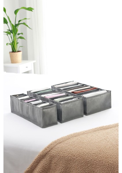 3'lü set dolap çekmece ıçi akordiyon tipi katlanır çamaşır düzenleyici organizer