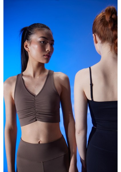 Önü Büzgülü Crop Bluz