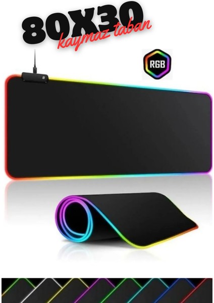 Rgb Mouse Pad LED Işıklı Baskısız Siyah Renk Gaming Mouse Pad 80X30CM