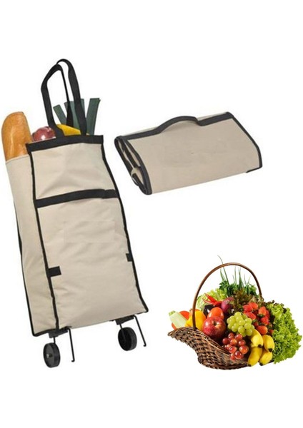 ® Katlanabilir Tekerlekli Market Çantası,çok Amaçlı Pazar Arabası,portatif Alışveriş Bez Torbası