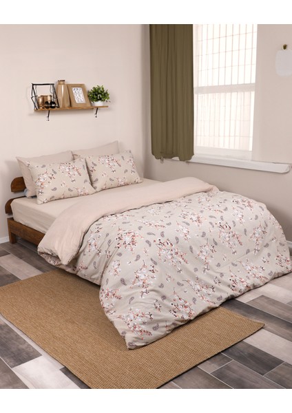 Somon çiçekli nevresim takımı çift kişilik lastikli çarşaflı (battal) modelleri