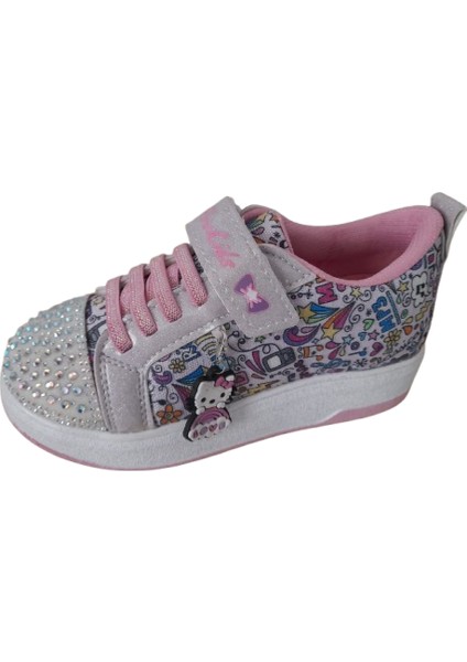 Taşlı Kız Çocuk Spor Ayakkabı, Hello Kitty Desenli Taban Sneaker
