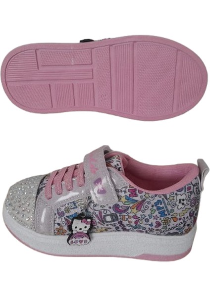 Taşlı Kız Çocuk Spor Ayakkabı, Hello Kitty Desenli Taban Sneaker