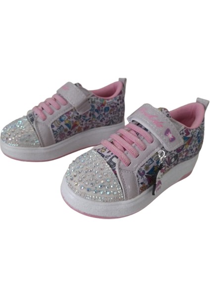 Taşlı Kız Çocuk Spor Ayakkabı, Hello Kitty Desenli Taban Sneaker