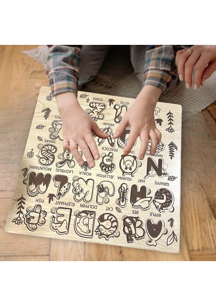 Ingilizce Harfler ve Kelimeler - Eğitici Ahşap Alfabe Puzzle