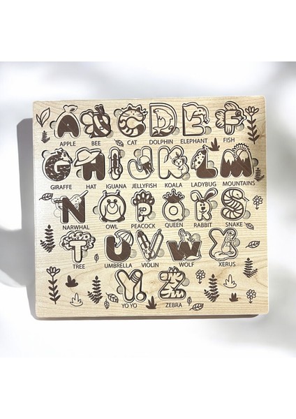 Ingilizce Harfler ve Kelimeler - Eğitici Ahşap Alfabe Puzzle