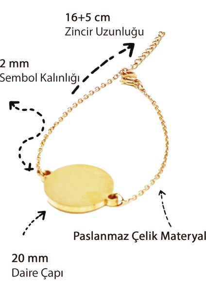 - Daire Figürlü Zincirli Bileklik - Paslanmaz Çelik - Özel Hediye Paketinde fırsatları