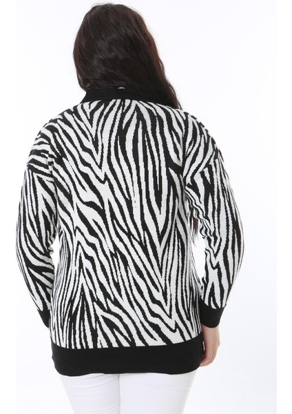 Kadın Büyük Beden Siyah Ön Düğmeli Triko Hırka 65N38566 fırsatları