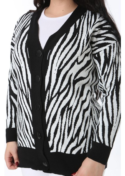 Kadın Büyük Beden Siyah Ön Düğmeli Triko Hırka 65N38566 indirimleri