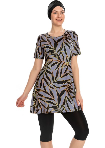 Kısa Kollu Yarı Kapalı Mayo 201-502 Siyah