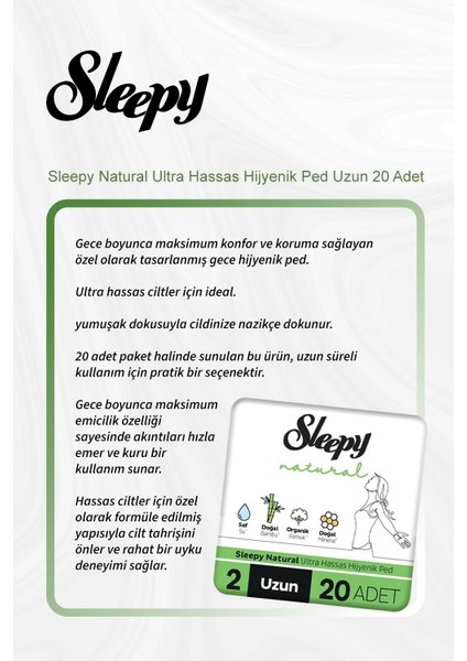 Natural Ultra Hassas Hijyenik Ped Uzun 20 Adet ve Rosie Pamuk