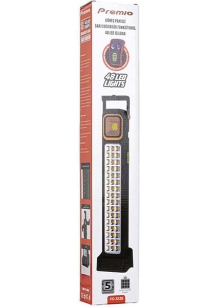 F37 Premio PR-3838 2 Watt Cob LED 48 Ledli Solar Şarjli Işildak