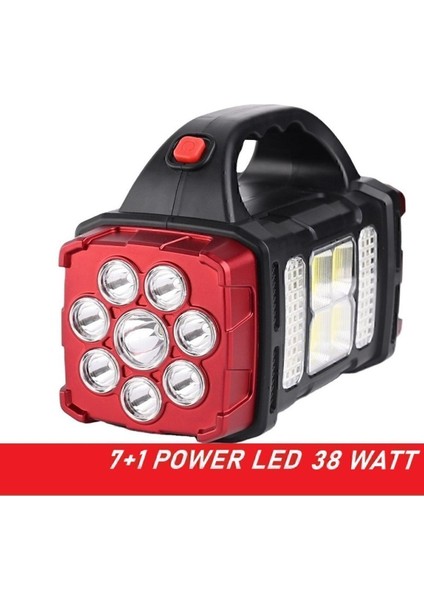Solar Panelli El Feneri Şarjlı Işıldak Aydınlatma Ledli USB Çıkışlı 38 Watt Bağ Bahçe Kamp Karavan