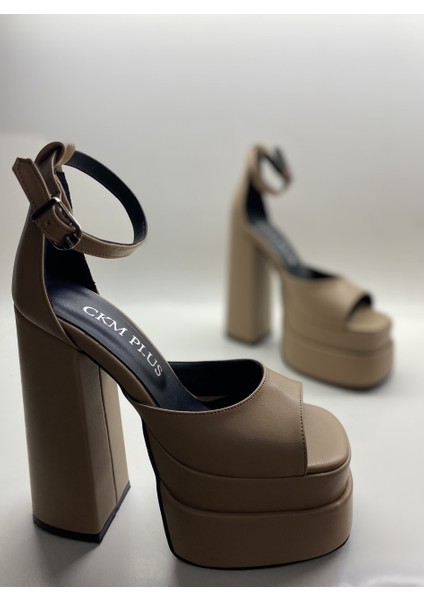 Nude Mat Bilekten Bağlamalı Çift Platform Topuklu Sandalet fiyatları