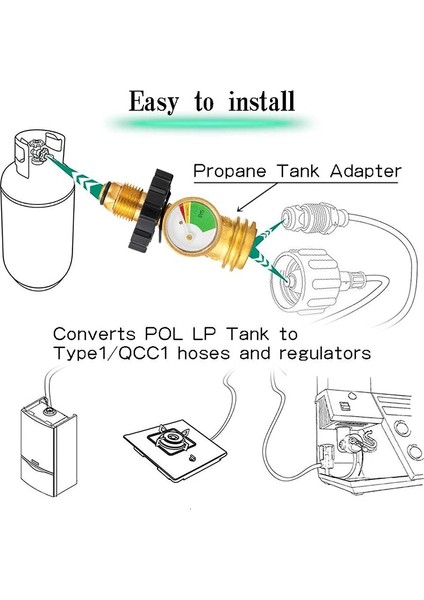 Adet Propan Tankı Adaptörü Göstergeli Lp Tank Vanasını Tip1'e Dönüştürür (Yurt Dışından) modelleri