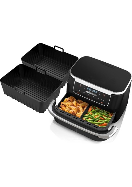 Ninja Dual Air Fryer Için 2 Adet Air Fryer Silikon Kaplamaları Yeniden Kullanılabilir (Yurt Dışından) fırsatları