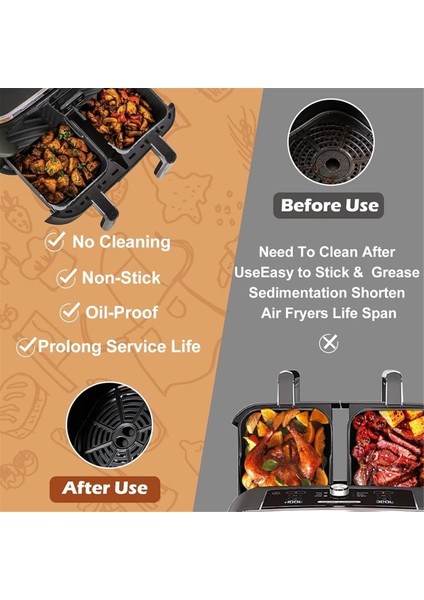 Ninja Dual Air Fryer Için 2 Adet Air Fryer Silikon Kaplamaları Yeniden Kullanılabilir (Yurt Dışından) indirimleri