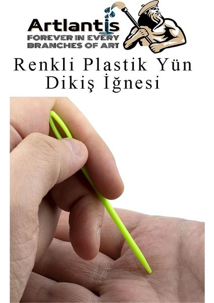 Renkli Plastik Yün Iğnesi 9 cm 10 Adet Plastik Dikiş Iğnesi Plastik Örgü Dikme Iplik Iğne Dokuma Iğnesi