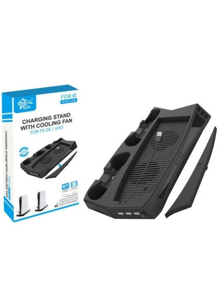Ps5 Standart Kasa Cdli ve Dijital Sürüm Uyumlu Fanlı Şarj Istasyonlu Soğutucu Stand + Oyun Standı modelleri