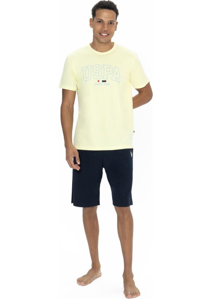 Pamuk Uspa Yazılı T-Shirt Şort Takım, Bisiklet Yaka, Kısakol, Cepli Şort