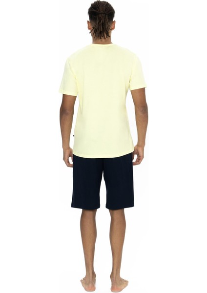 Pamuk Uspa Yazılı T-Shirt Şort Takım, Bisiklet Yaka, Kısakol, Cepli Şort