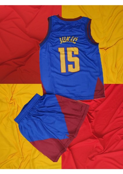 Denver Jokıc 15 Nefes Alan Terletmeyen Çocuk Basketbol Forması Mavi