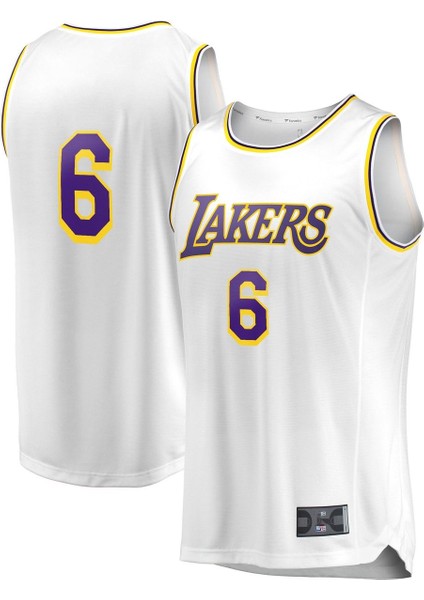 Basketbol Forma Lakers James 6 Beyaz