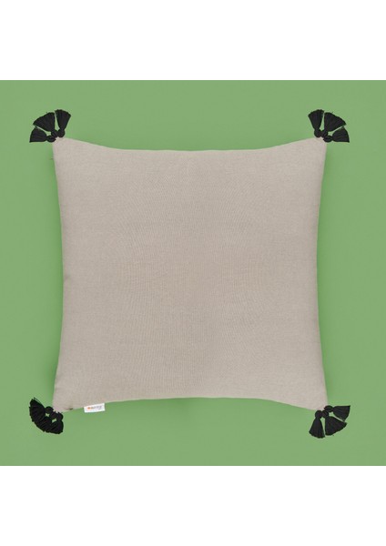 Soft Anthracite Püskül Detaylı Kırlent - Antrasit / Siyah - 40 x 40 cm