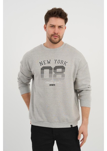 Bisiklet Yaka Unisex Baskılı Sweatshirt (UNX-37401)