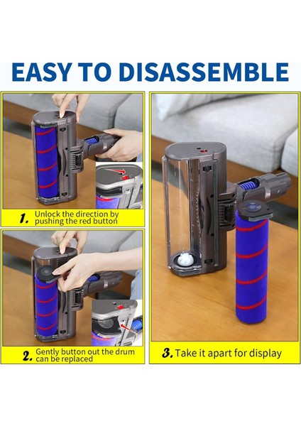 Dyson V7 V8 V10 V11 V15 Elektrikli Süpürgeler Için Hızlı Çıkarılabilir Rulo Fırça Başlığı - LED Işık, Sert Zeminler ve Halılar Için Temizleme Başlığı (Yurt Dışından)