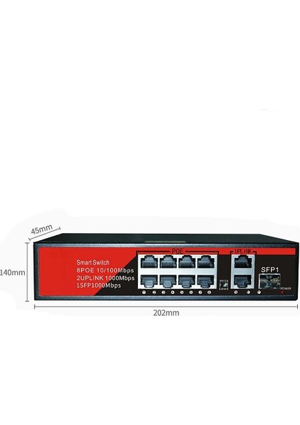 Ezcool EZ-08PSF-SFP 8 Port 8fe+2ge+1sfp Gıgabıt Poe Swıtch 120W
