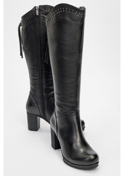 Kadın Yüksek Topuklu Fermuarlı Çizme Gerçek Deri Br 08012 Siyah fiyatları