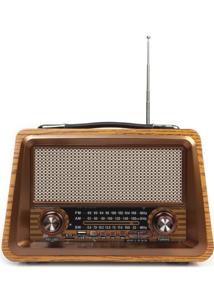 Gerçek Ahşap Eskitme Bluetooth Hoparlör Mp3 Çalar Müzik Kutusu Nostaljik Radyo