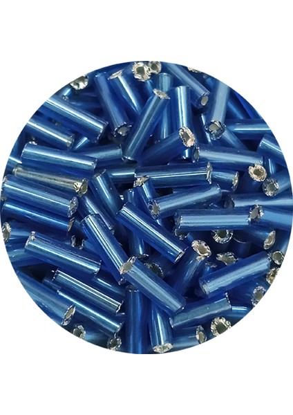 Uzun Boru Kesme Boncuk Çap 2mm Uzunluk 10 mm - 60 Gram - Mavi - BNC281