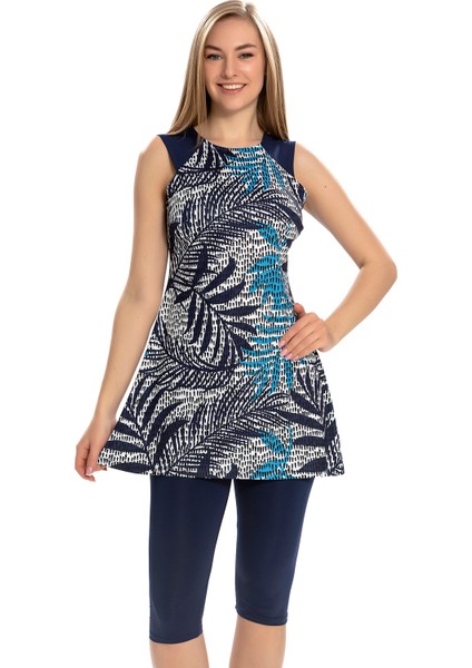 Sıfır Kol Taytlı Yarı Kapalı Mayo 157-512 Lacivert fırsatları