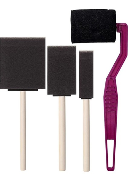 Rulo Kesik Uçlu ve Tampon Sünger Fırça Seti 8 Parça 1 Paket Ponpon Akrilik Boya Yağlı Boya Guaj Boya Sulu Boya Sanatsal modelleri