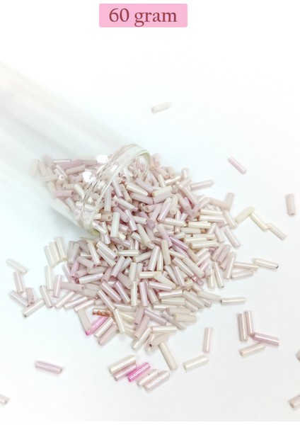 Uzun Boru Kesme Boncuk Çap 2mm Uzunluk 10 mm - 60 Gram - Mat Beyaz - BNC302
