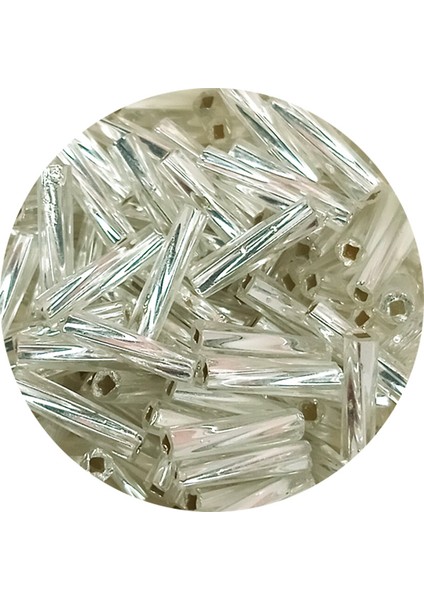 Uzun Boru Kesme Boncuk Çap 2mm Uzunluk 10 mm - 60 Gram - Parlak Gümüş - BNC296